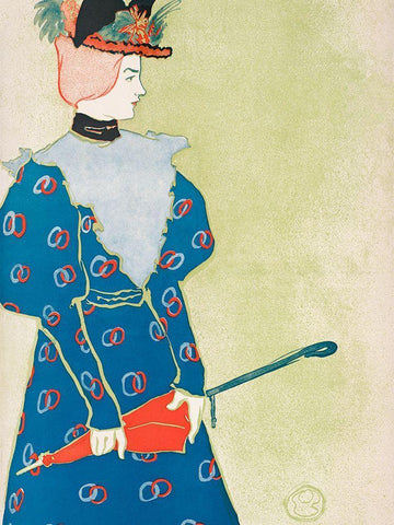 Woman Holding Closed Umbrella 1896 White Modern Wood Framed Art Print with Double Matting by Penfield, Edward