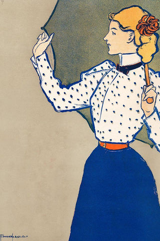 Woman Holding Open Umbrella 1897 White Modern Wood Framed Art Print with Double Matting by Penfield, Edward