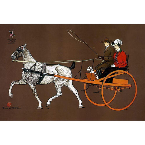 Couple in a Carriage 1902 Black Modern Wood Framed Art Print by Penfield, Edward