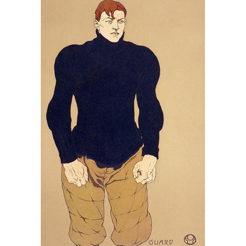 Athlete 1907 Black Modern Wood Framed Art Print with Double Matting by Penfield, Edward