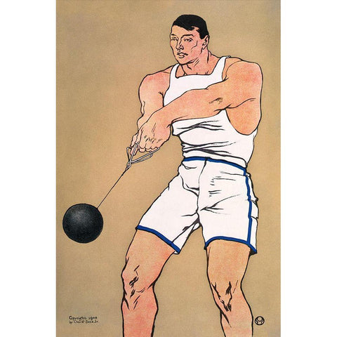 Hammer Thrower White Modern Wood Framed Art Print by Penfield, Edward