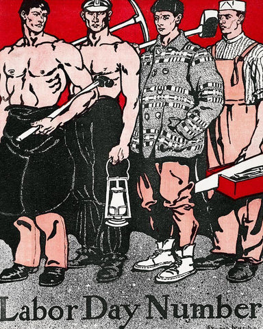 Labour Day Number White Modern Wood Framed Art Print with Double Matting by Penfield, Edward