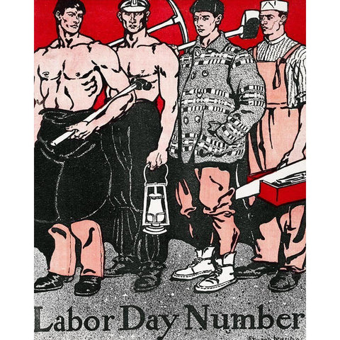 Labour Day Number Gold Ornate Wood Framed Art Print with Double Matting by Penfield, Edward