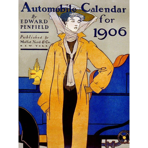 Automobile Calendar for 1906 Black Modern Wood Framed Art Print by Penfield, Edward