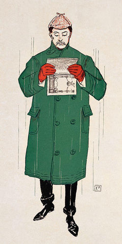 Man Reading Book Black Ornate Wood Framed Art Print with Double Matting by Penfield, Edward