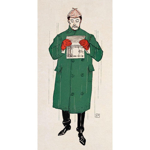 Man Reading Book Black Modern Wood Framed Art Print by Penfield, Edward