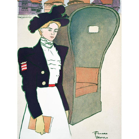 Woman holding Book Black Modern Wood Framed Art Print with Double Matting by Penfield, Edward