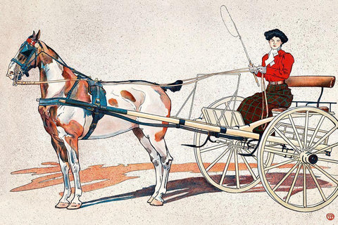 A Kentucky Breaking Cart White Modern Wood Framed Art Print with Double Matting by Penfield, Edward