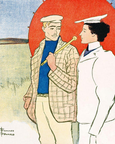 Vintage Calendar 1897 White Modern Wood Framed Art Print with Double Matting by Penfield, Edward