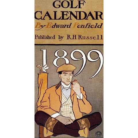 Golf Calendar Gold Ornate Wood Framed Art Print with Double Matting by Penfield, Edward