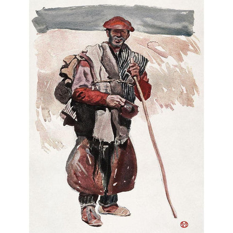 A Spanish tramp Black Modern Wood Framed Art Print with Double Matting by Penfield, Edward