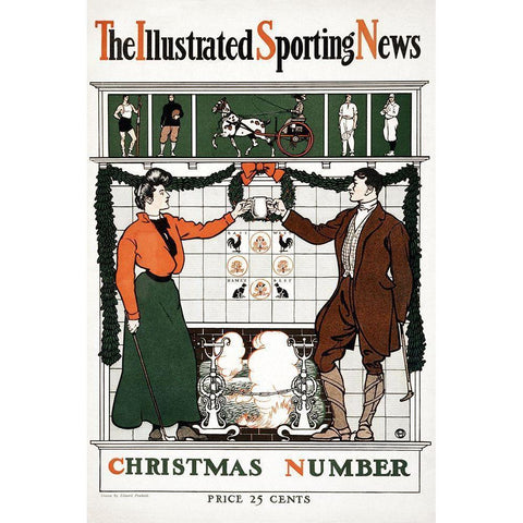 The Illustrated Sporting News. Christmas number Black Modern Wood Framed Art Print with Double Matting by Penfield, Edward