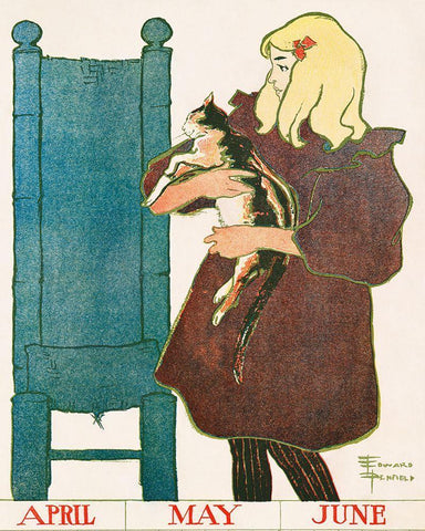 Vintage Calendar 1897 Black Ornate Wood Framed Art Print with Double Matting by Penfield, Edward