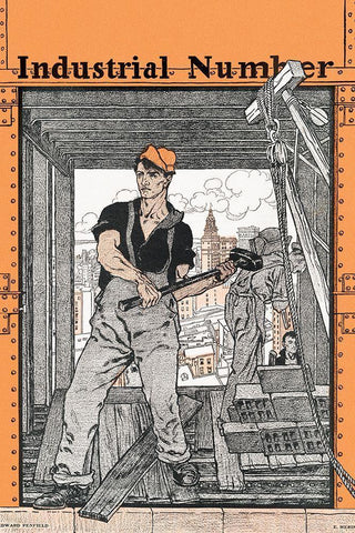 Industrial Number Black Ornate Wood Framed Art Print with Double Matting by Penfield, Edward