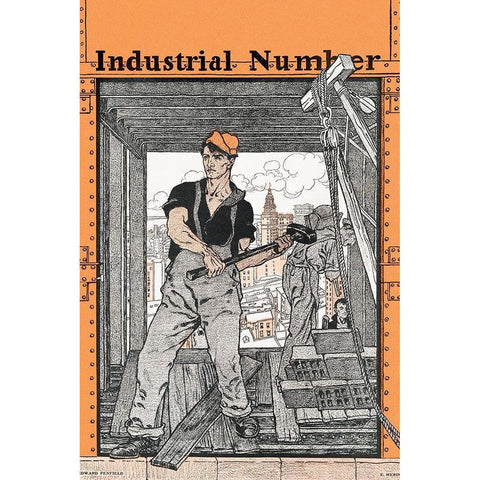 Industrial Number Gold Ornate Wood Framed Art Print with Double Matting by Penfield, Edward