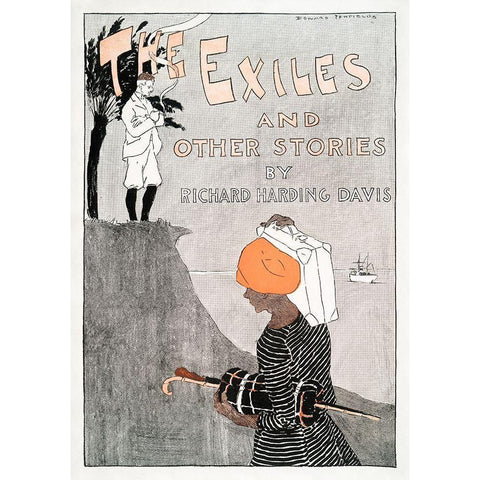 The Exiles and Other Stories by Richard Harding Davis Black Modern Wood Framed Art Print with Double Matting by Penfield, Edward