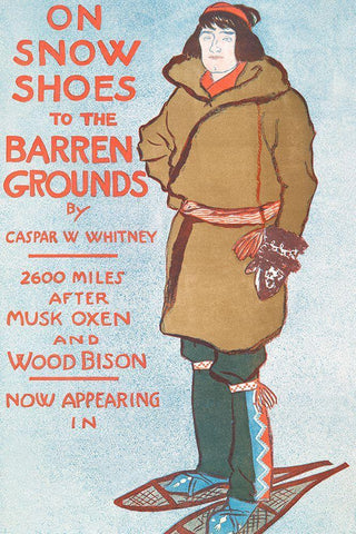 On Snow Shoes to The Barren Grounds by Casper W. Whitney White Modern Wood Framed Art Print with Double Matting by Penfield, Edward