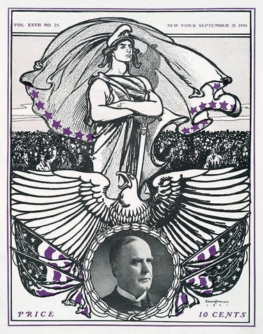 Vintage magazine cover Black Ornate Wood Framed Art Print with Double Matting by Penfield, Edward