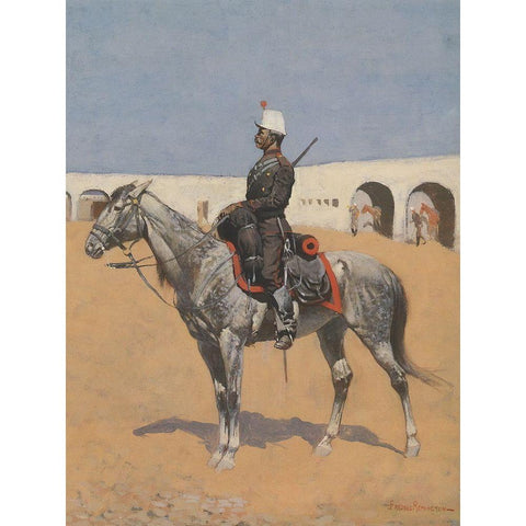 Cavalryman of the Line-Mexico Black Modern Wood Framed Art Print with Double Matting by Remington, Frederic