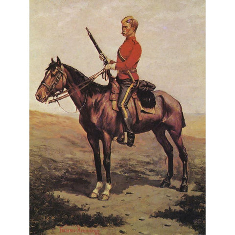 Cavalryman  Gold Ornate Wood Framed Art Print with Double Matting by Remington, Frederic