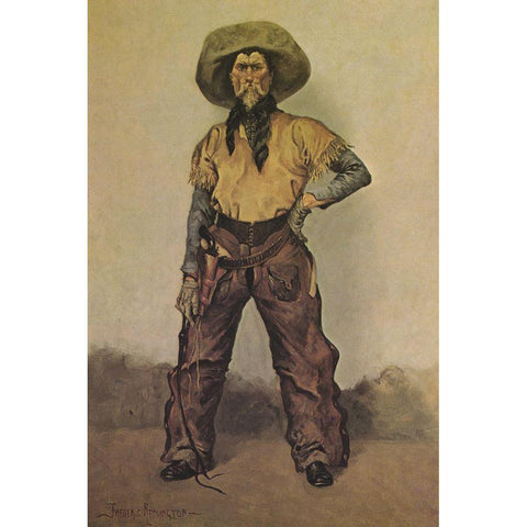 Cowboy White Modern Wood Framed Art Print by Remington, Frederic