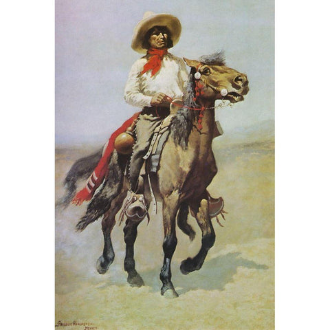 Mexican Cowboy on Horseback with Trappings Black Modern Wood Framed Art Print with Double Matting by Remington, Frederic