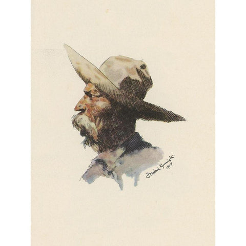 Old Man White Modern Wood Framed Art Print by Remington, Frederic