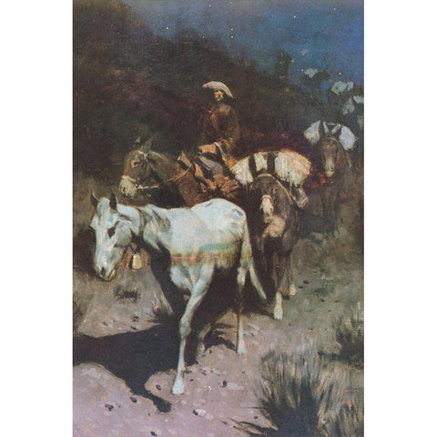 The Bell Mare White Modern Wood Framed Art Print by Remington, Frederic