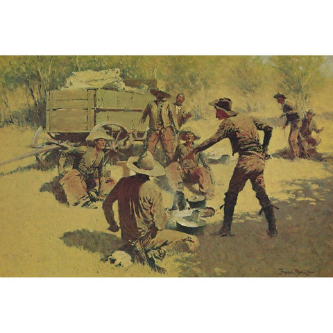 The Quarrel White Modern Wood Framed Art Print by Remington, Frederic