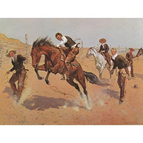 Turn Him Loose White Modern Wood Framed Art Print by Remington, Frederic