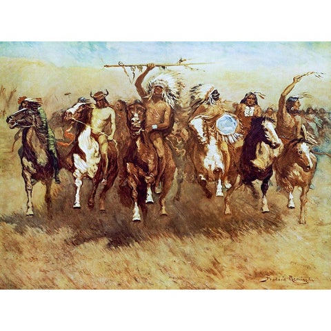 Victory Dance White Modern Wood Framed Art Print by Remington, Frederic