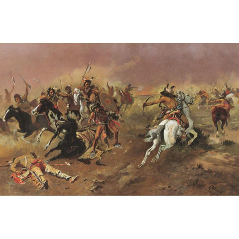 For Supremacy White Modern Wood Framed Art Print by Russell, Charles Marion