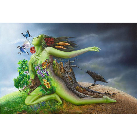 Mother Earth Flight For Restoration Black Modern Wood Framed Art Print with Double Matting by Ferraro