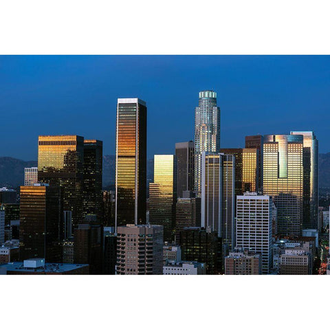 Skyline view of Los Angeles-California Gold Ornate Wood Framed Art Print with Double Matting by Highsmith, Carol