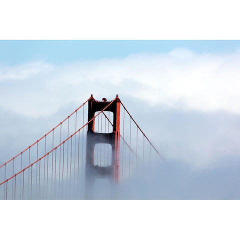 Fog over the Golden Gate Bridge in San Francisco-California Black Modern Wood Framed Art Print with Double Matting by Highsmith, Carol