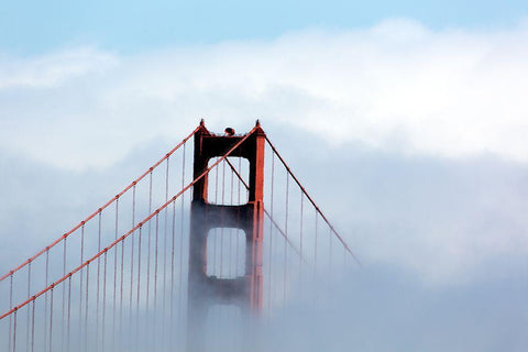 Fog over the Golden Gate Bridge in San Francisco-California Black Ornate Wood Framed Art Print with Double Matting by Highsmith, Carol