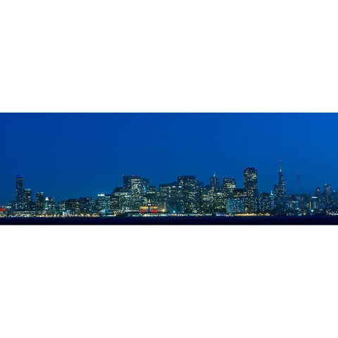 Night skyline of San Francisco from Treasure Island-California Gold Ornate Wood Framed Art Print with Double Matting by Highsmith, Carol