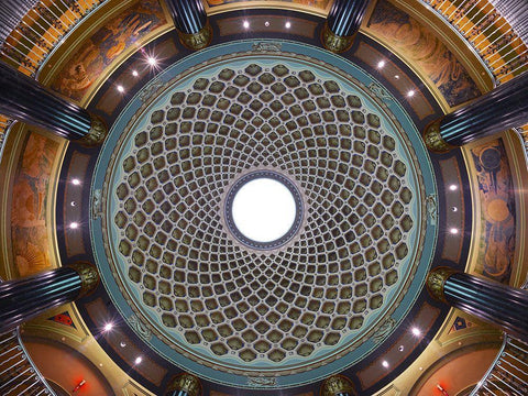 Lobby ceiling-U.S. Custom House-Philadelphia-Pennsylvania Black Ornate Wood Framed Art Print with Double Matting by Highsmith, Carol