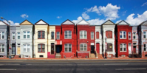 Row houses-Florida Ave. and Porter St.-NE-Washington-D.C. White Modern Wood Framed Art Print with Double Matting by Highsmith, Carol