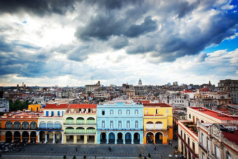 View of Havana-Cuba Black Ornate Wood Framed Art Print with Double Matting by Highsmith, Carol