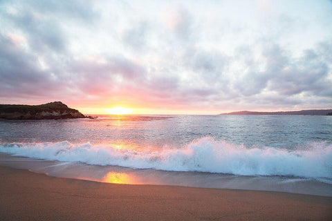 Pacific Coast Sunset at Monterey-California White Modern Wood Framed Art Print with Double Matting by Highsmith, Carol