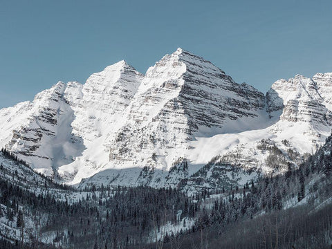 The Maroon Bells-Rocky Mountains-Aspen-Colorado White Modern Wood Framed Art Print with Double Matting by Highsmith, Carol