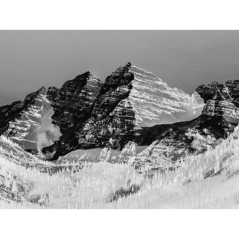 The Maroon Bells-Rocky Mountains-Aspen-Colorado-Black And White Gold Ornate Wood Framed Art Print with Double Matting by Highsmith, Carol