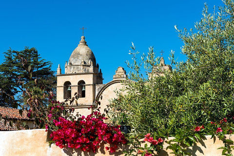 Mission San Carlos BorromÃ©o del rÃ­o Carmelo-also known as the Carmel Mission-Carmel-California. Black Ornate Wood Framed Art Print with Double Matting by Highsmith, Carol