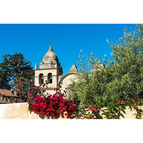 Mission San Carlos BorromÃ©o del rÃ­o Carmelo-also known as the Carmel Mission-Carmel-California. Black Modern Wood Framed Art Print with Double Matting by Highsmith, Carol