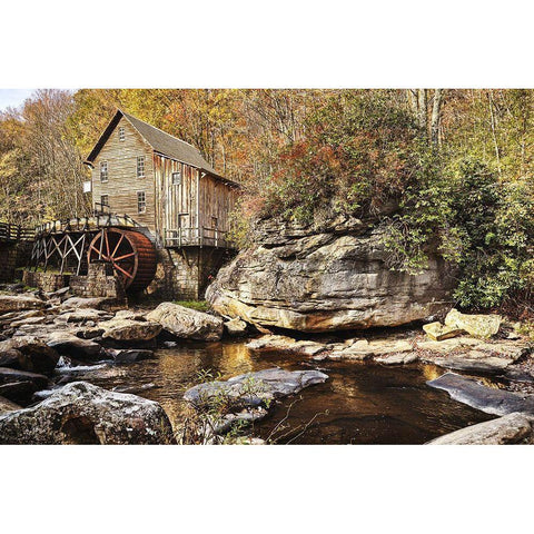 The Glade Creek Grist Mill-West Virginia-USA Black Modern Wood Framed Art Print with Double Matting by Highsmith, Carol