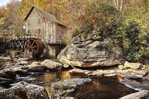 The Glade Creek Grist Mill-West Virginia-USA Black Ornate Wood Framed Art Print with Double Matting by Highsmith, Carol