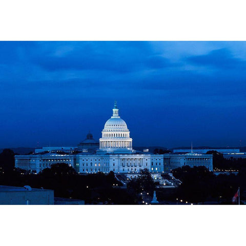 Capitol Hill-Washington D.C. at night White Modern Wood Framed Art Print by Highsmith, Carol