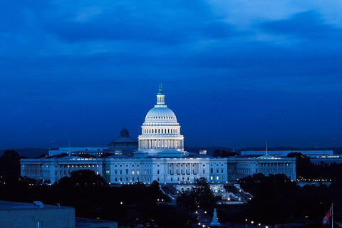 Capitol Hill-Washington D.C. at night Black Ornate Wood Framed Art Print with Double Matting by Highsmith, Carol