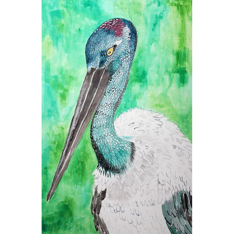 Black Necked Stork Gold Ornate Wood Framed Art Print with Double Matting by Derr, Wynn